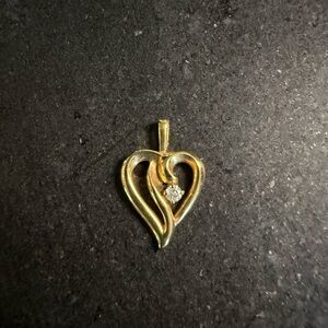 Real 14k Gold Heart Necklace with Real Diamond